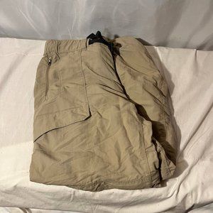 The North Face Cargo Pants Mens Large Tan Casual with Zip-Off Legs Belted